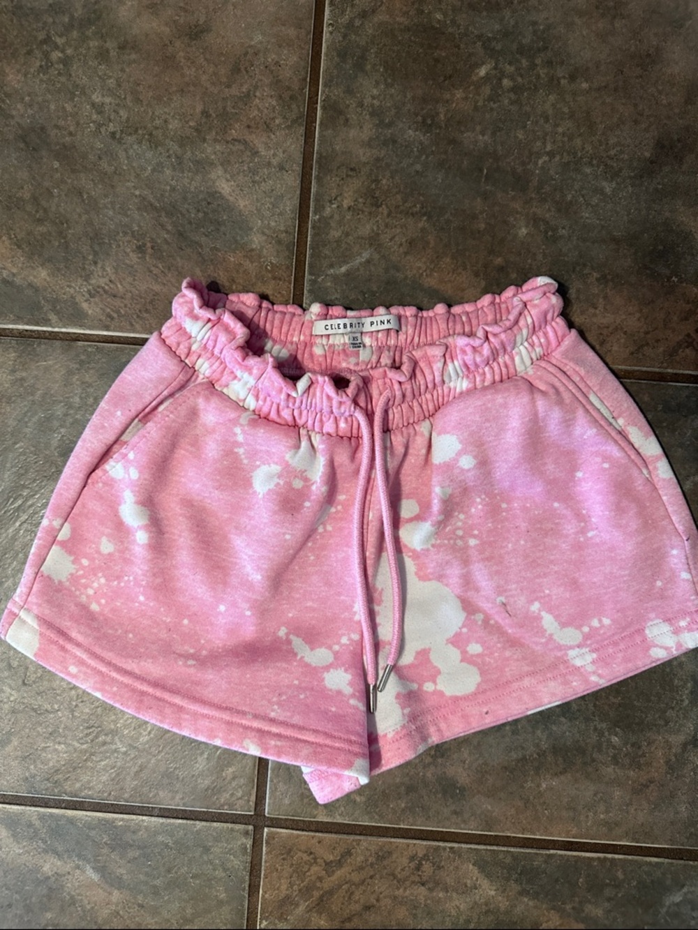 Celebrity Pink Pink Tie-Dye Drawstring Athletic Shorts